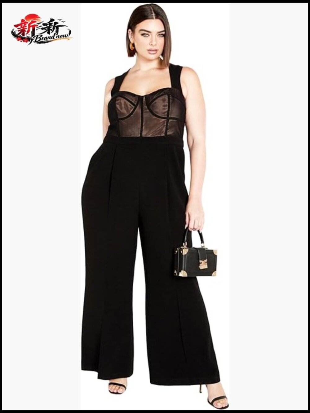 Plus Size Sweetheart Neckline Jumpsuit With Wide Leg Silhouette